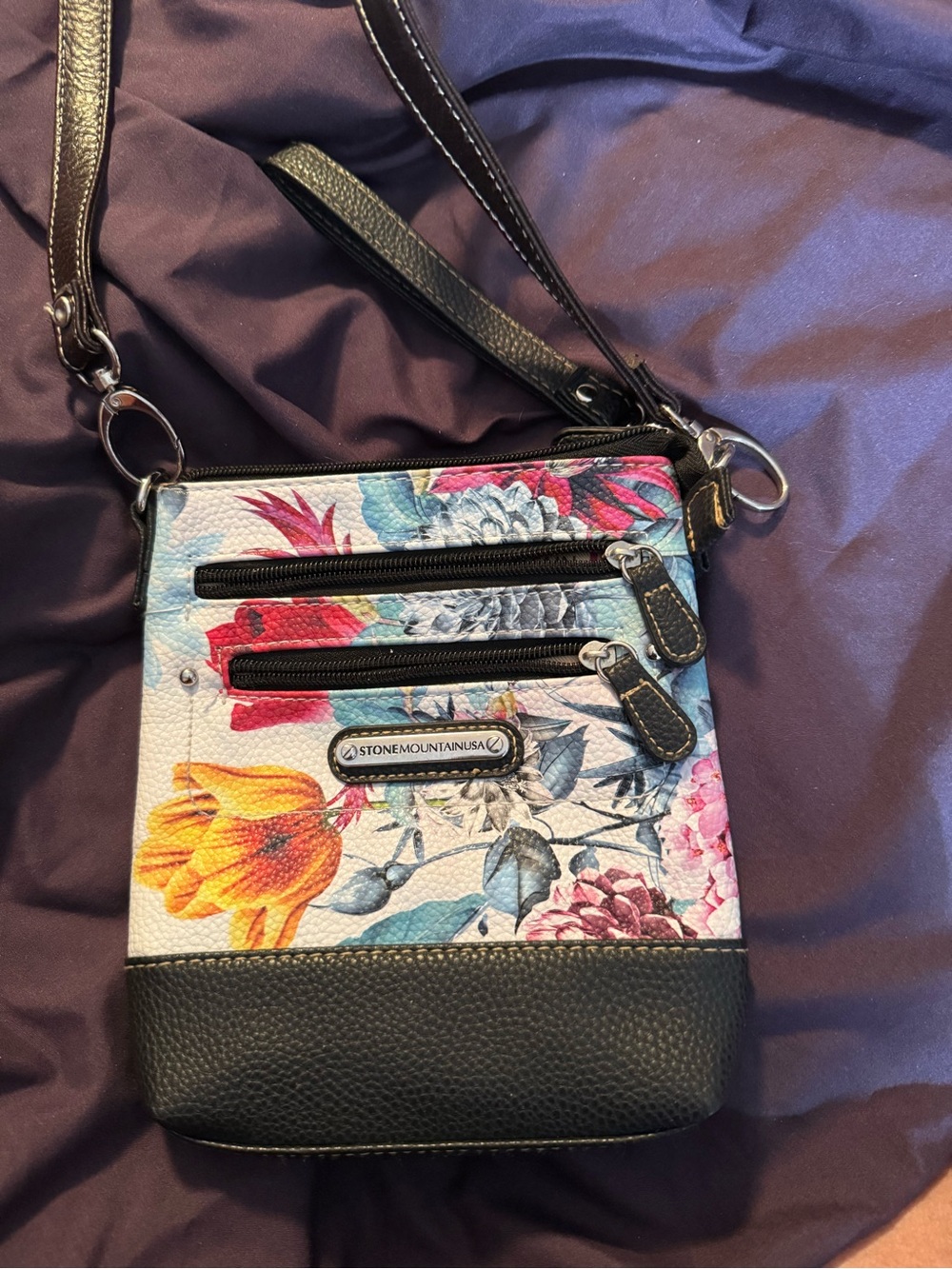 Stone Mountain Accessories Floral Crossbody Bag in Black and Multicolor